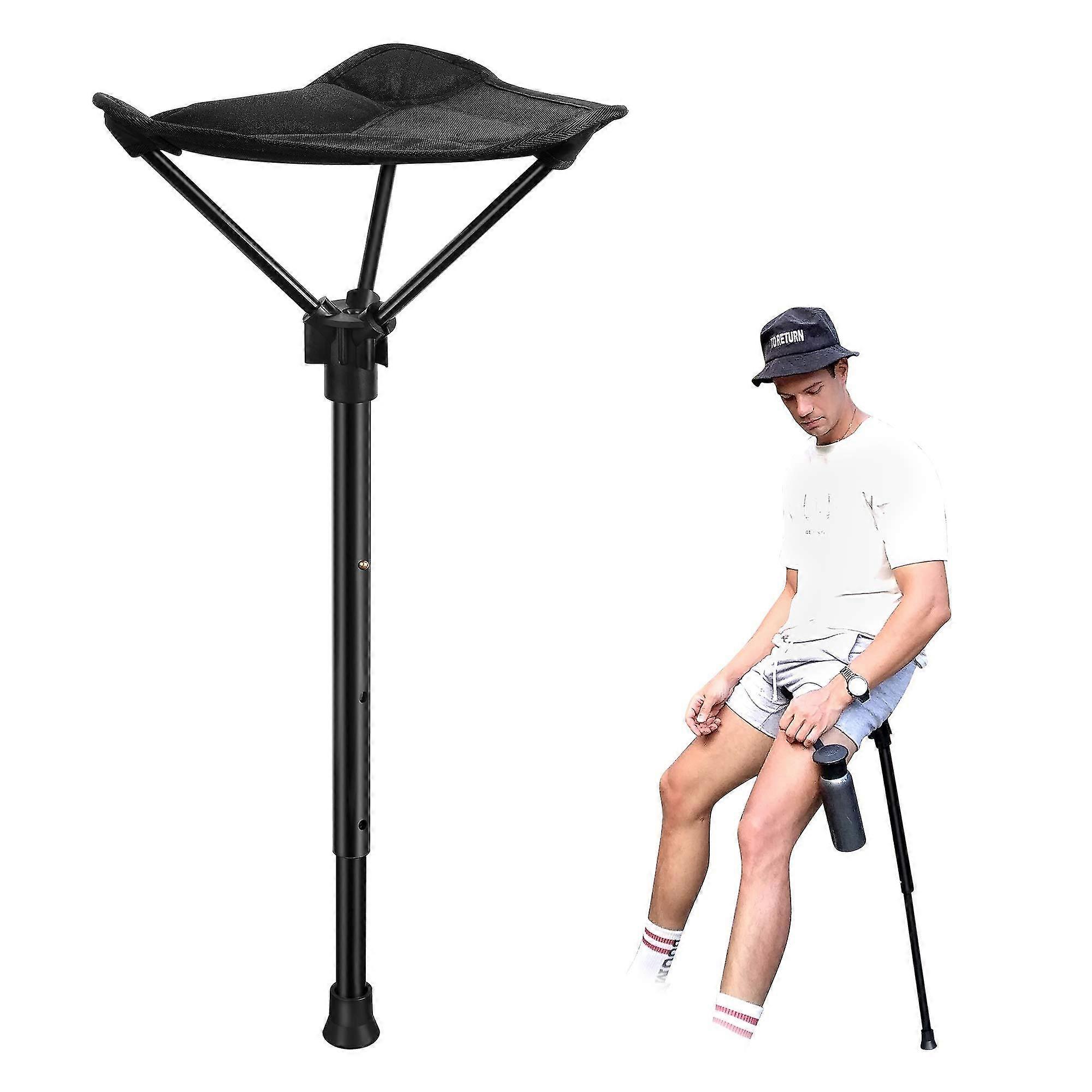 Tabouret de camping pliable, chaise de randonnée rétractable, tabouret réglable à une jambe 3 vitesses hauteur
