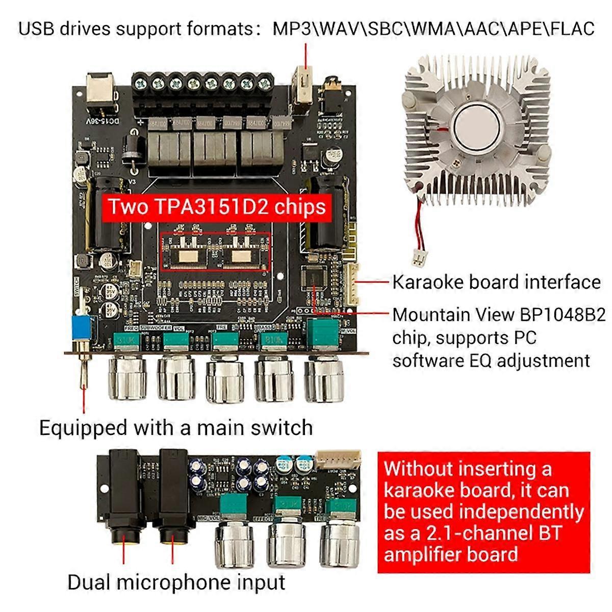 -DAM L1 Bluetooth Power Amplifier Board Stereo 2X220W&350W Bluetooth 5.0 Digital Power Audio Amplifier Module B