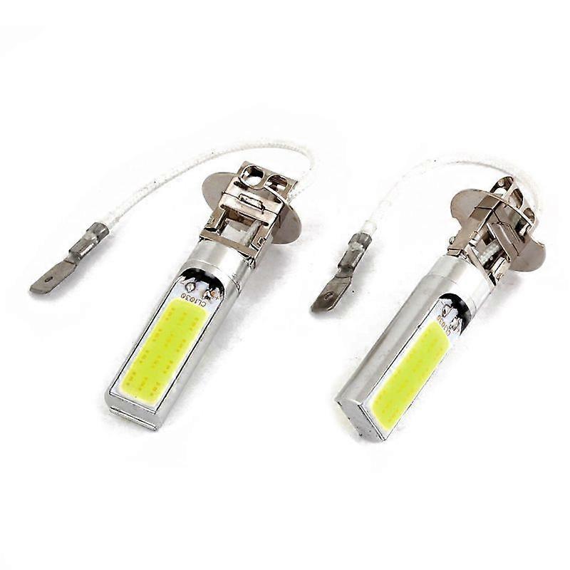 2 stk. H3 15W LED COB DRL-lampe hvite xenon-kjørelyspærer