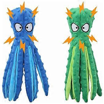 32 cm Piepend Hondenspeelgoed, Onverwoestbaar Pluche Hondenspeelgoed, Piepend Speelgoed voor Puppyhonden, Interactief Hondenspeelgoed, Blauw + Groen, 2 stuks