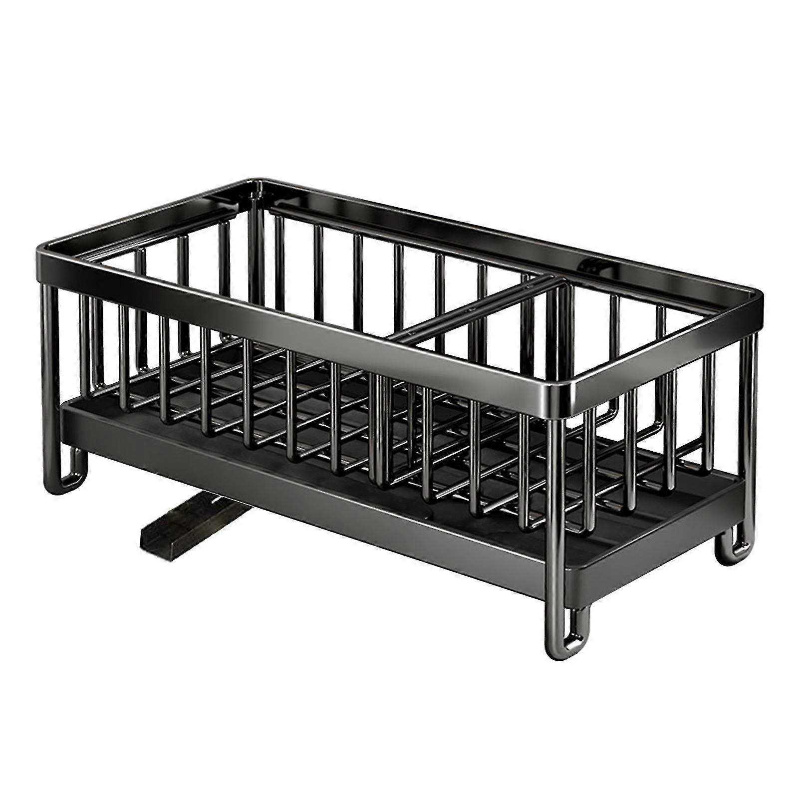 Black Silver Large Capacity Kitchen Drain Tray Sink Caddy Removable Divider