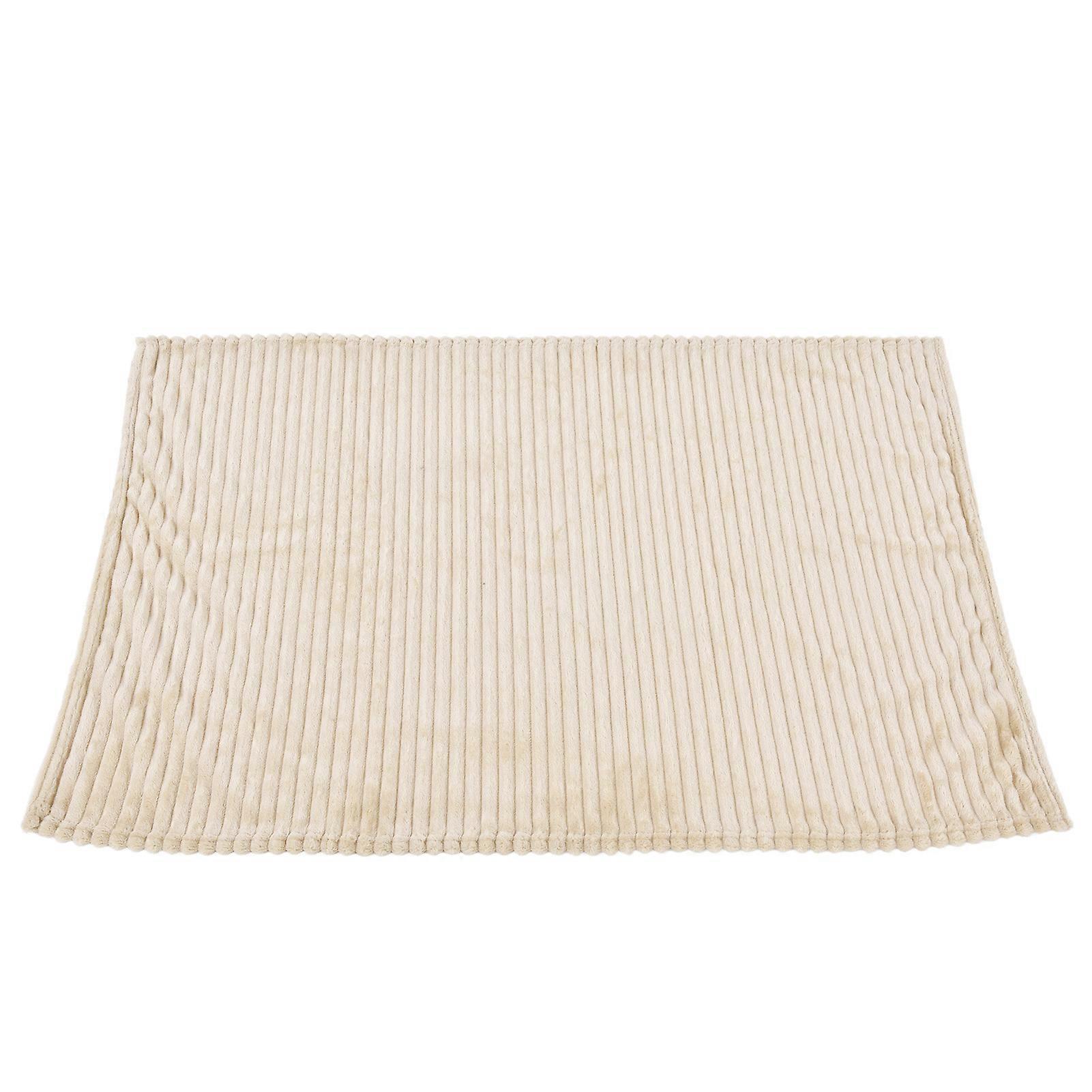 Flannel Throw Blanket Plush Fluffy Light Breathable Fine Workmanship Stylish Simple Soft BlanketBeige