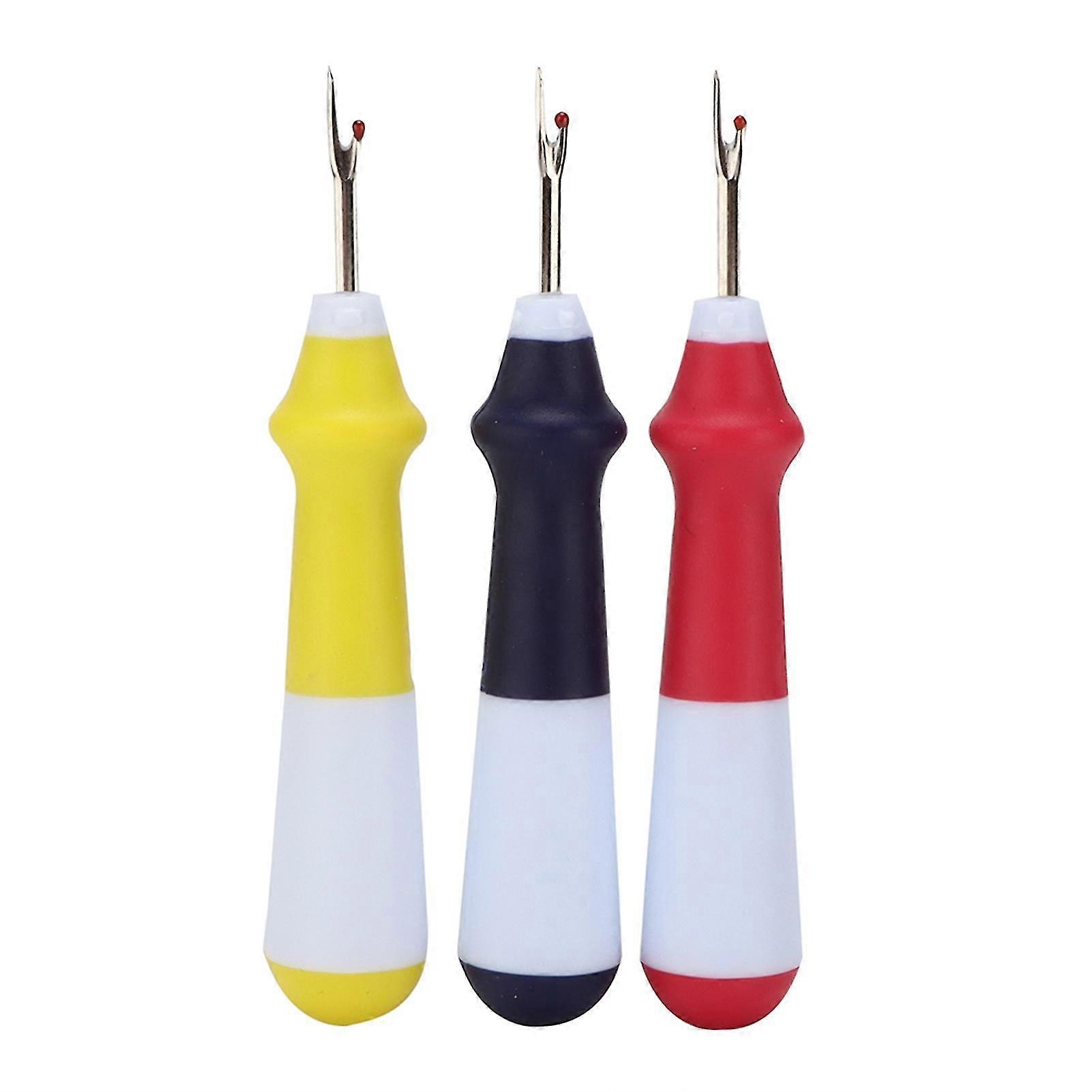 3pcs Colorful Stainless Steel Seam Ripper Set with Ergonomic Handles for Sewing Embroidery and Quilting