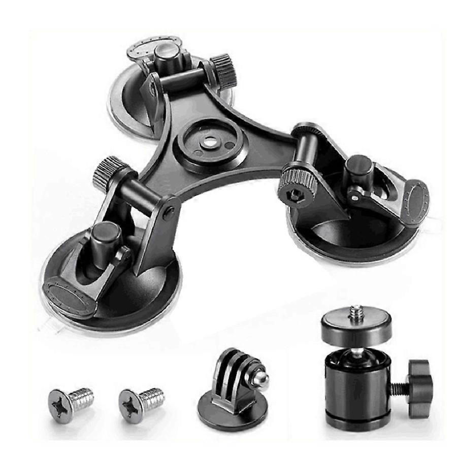 Car Holder Triple Vacuum Suction Cup Mount for Pocket Camera Stabilizer Accessory with Expansion Ad