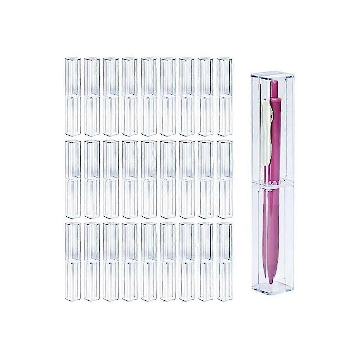 25Pcs Clear Acrylic Pencil Case, Reusable Pen Gift Box Empty Plastic Pen Storage Container Pencil P
