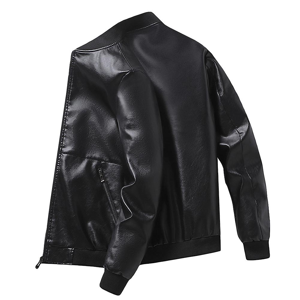 Cloudstyle Men's Casual Solid Colour Slim Pu Leather Jcaket
