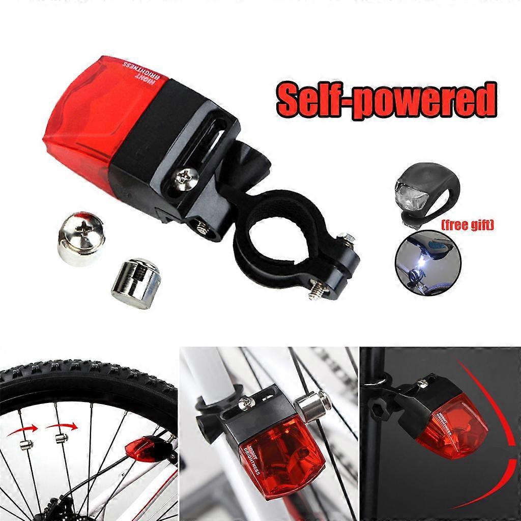 Self-powered Bike Rear Light Tail Lamp Flashlight No Battery Cycling