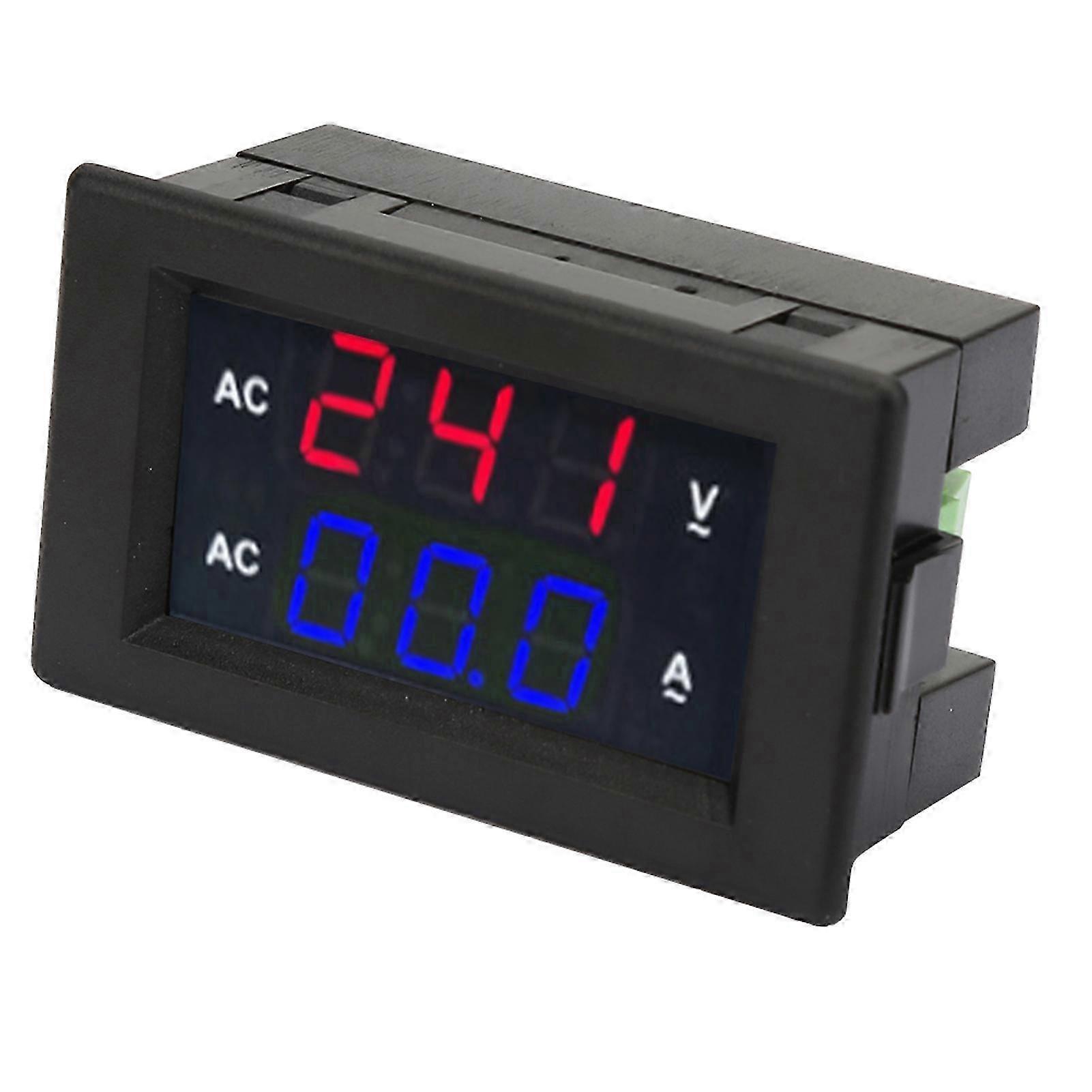 LED Voltmeter 100-300V and Ampere Meter 0-10A Digital Display Red Blue