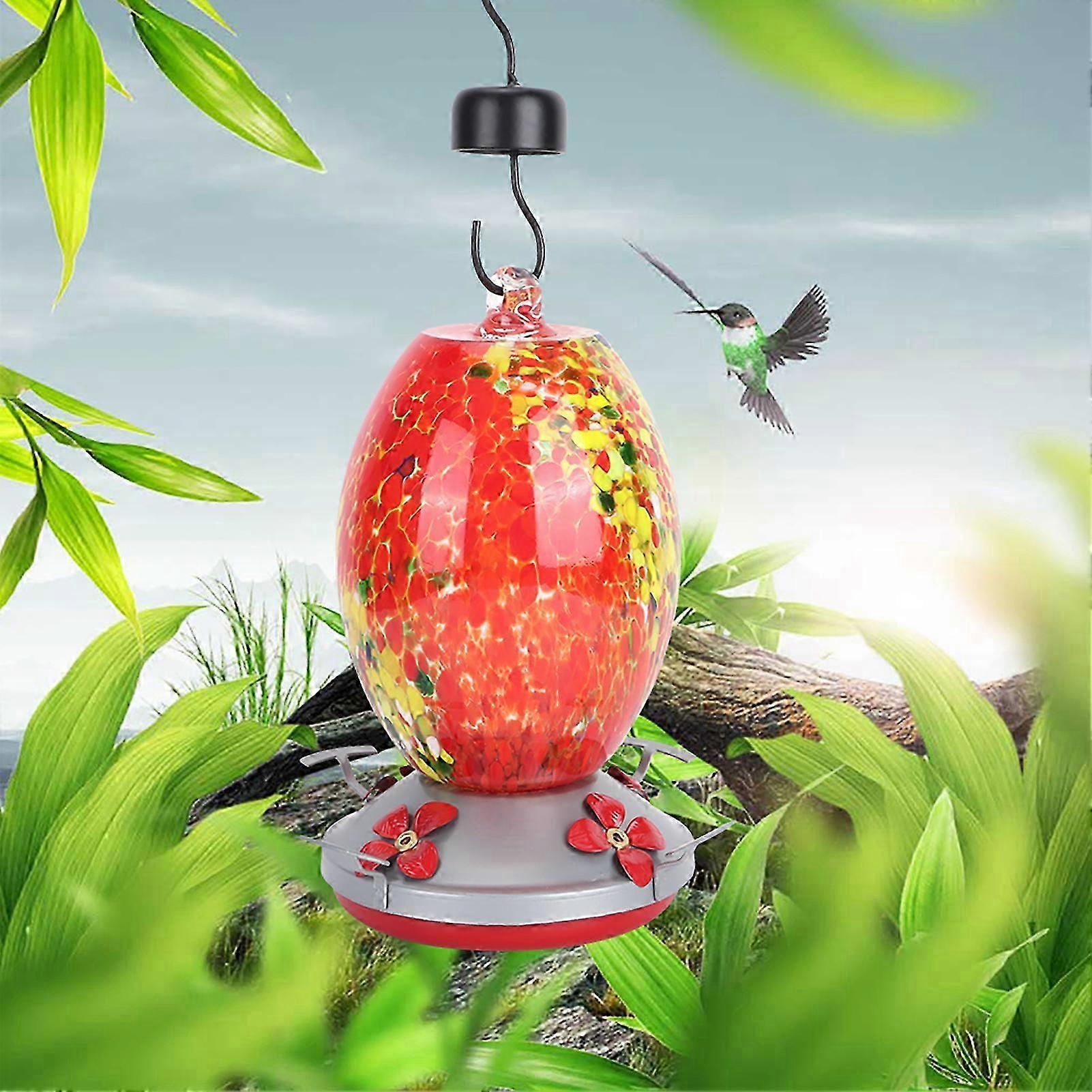Hummingbird Feeder Colorful Glass Tool for Bird Feeding in Garden or Courtyard