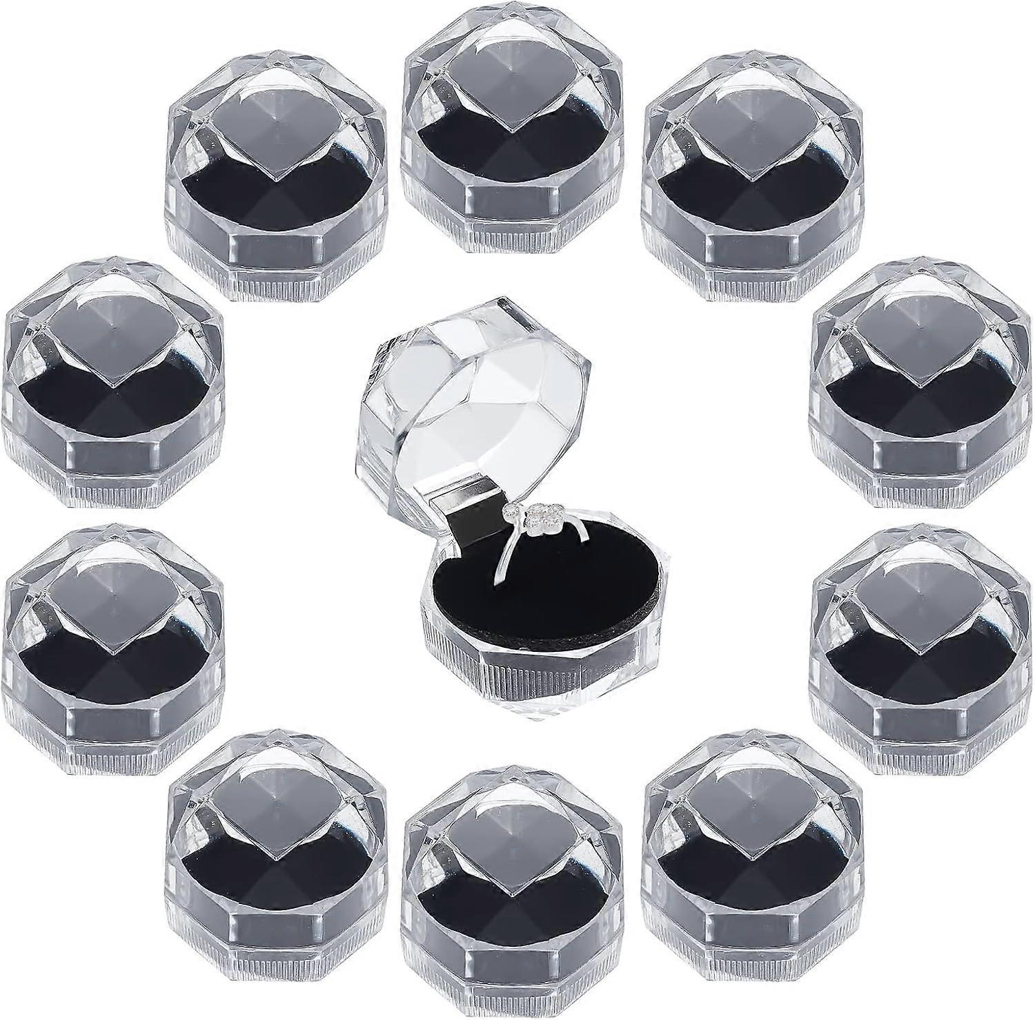 40Pcs Black Clear Plastic Ring Boxes Crystal Earrings Jewelry Storage Boxes Display Organizer Case with Foam Insert for Wedding Proposal Valentine's D