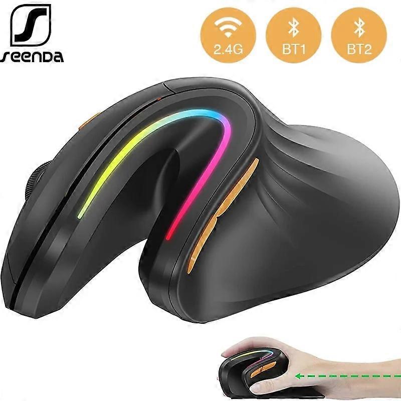 Ergonomic Mouse Wireless Rechargeable Mouse RGB Optical Bluetooth Mice Adjustable DPI 3~Device Connection for Laptop Mice & Trackballs
