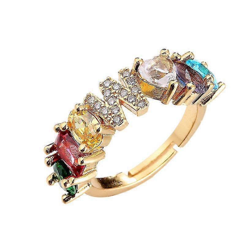 English Letters W Adjustable Copper Plated Ring