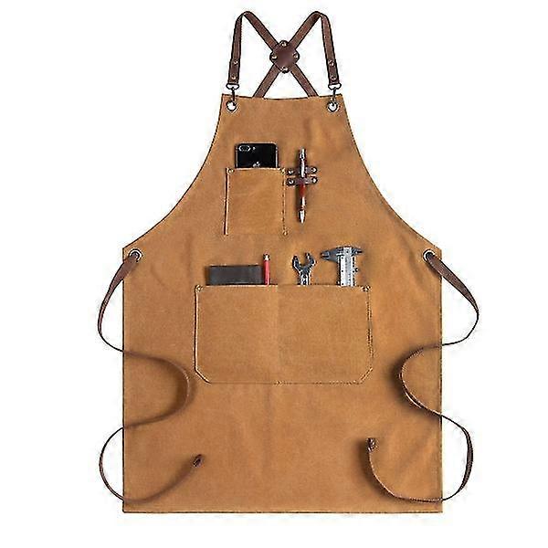 Women's apron for men, Canvas apron with pockets - Cross Back Kitch