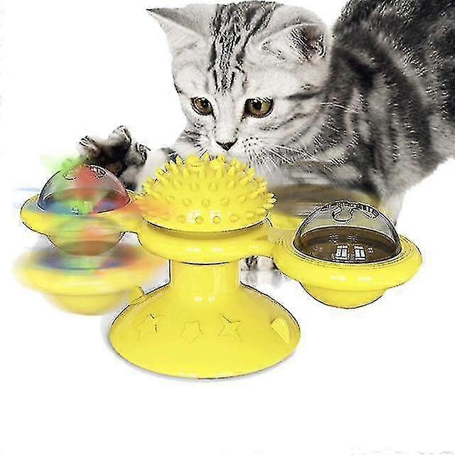 Windmill For Cats-whirling Turntable With Brush-interactive Pet