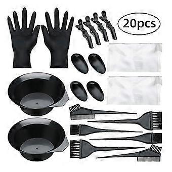 20 piezas de herramienta para colorear el cabello, kit de tinte para el cabello, kit de herramientas para colorear con pincel, pinzas para el cabello, guante para salón de bricolaje
