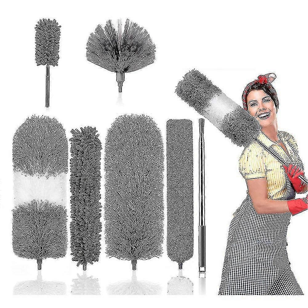 Feather Duster, Microfiber Duster Kit With Telescoping Extension Pole,detachable Reusable Washable