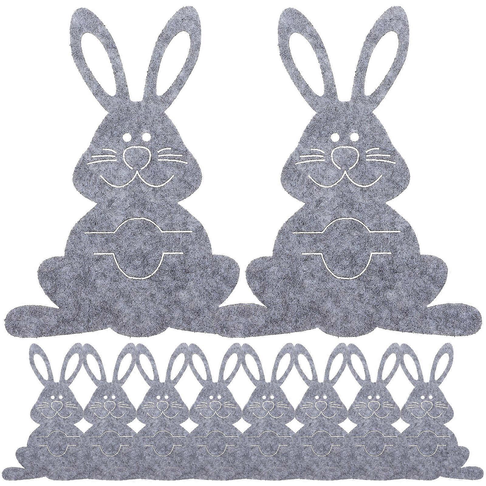 12pcs Easter Silverware Sleeves Bunny Shaped Cutlery Storage Bags for Dining Table