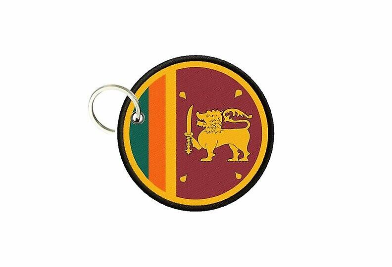 Keychain keys Sri Lankan flag printed round round round