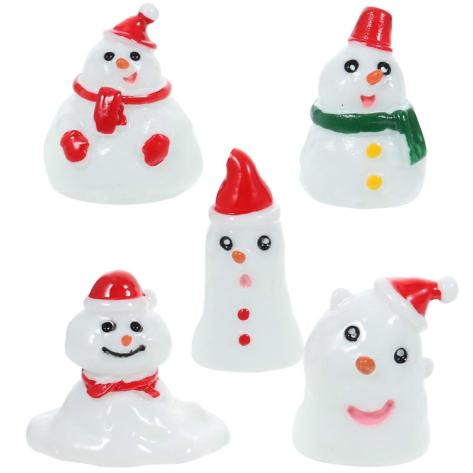 5ks Mini sněhulák figurky vánoční pryskyřice sněhulák dekorace smíšený styl