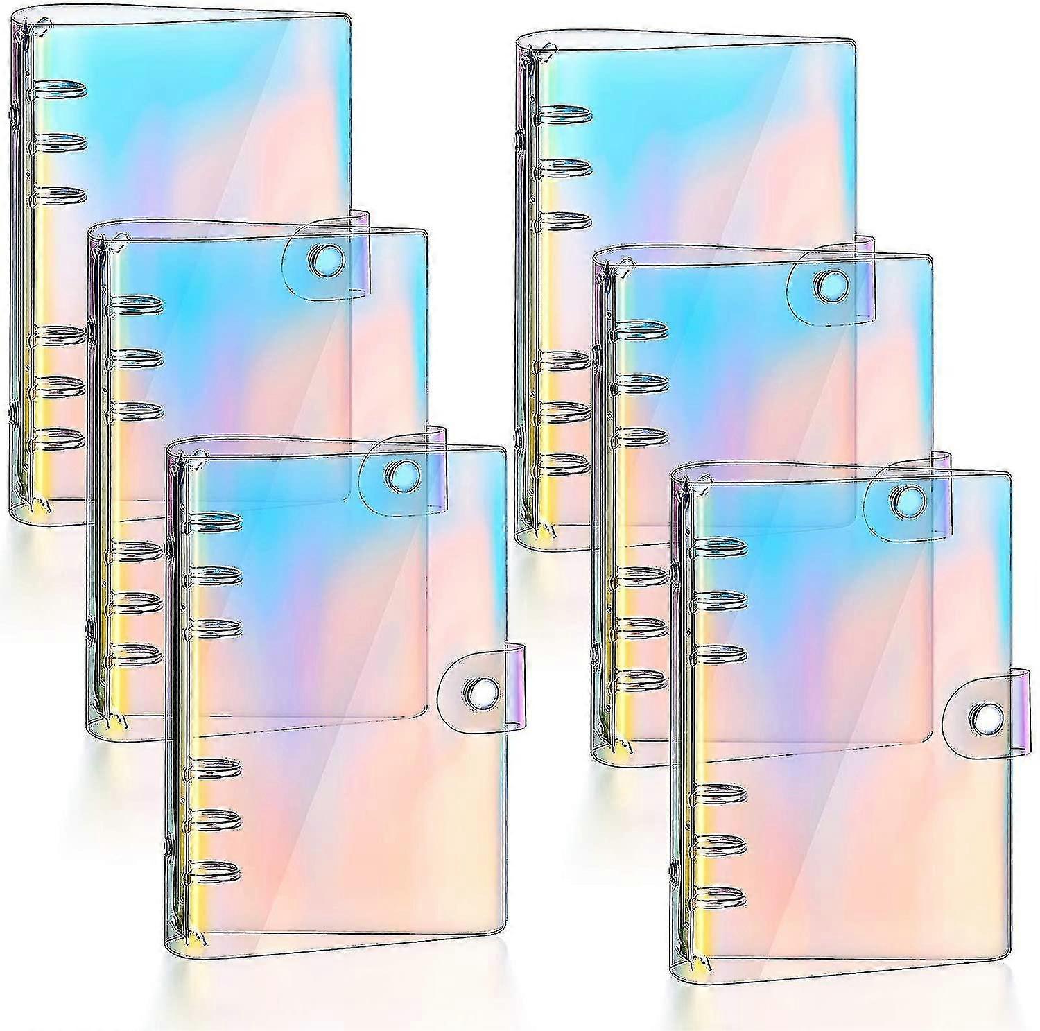 6 Pieces Rainbow Clear Notebook Binders 6-ring Planner Binder Soft Pvc