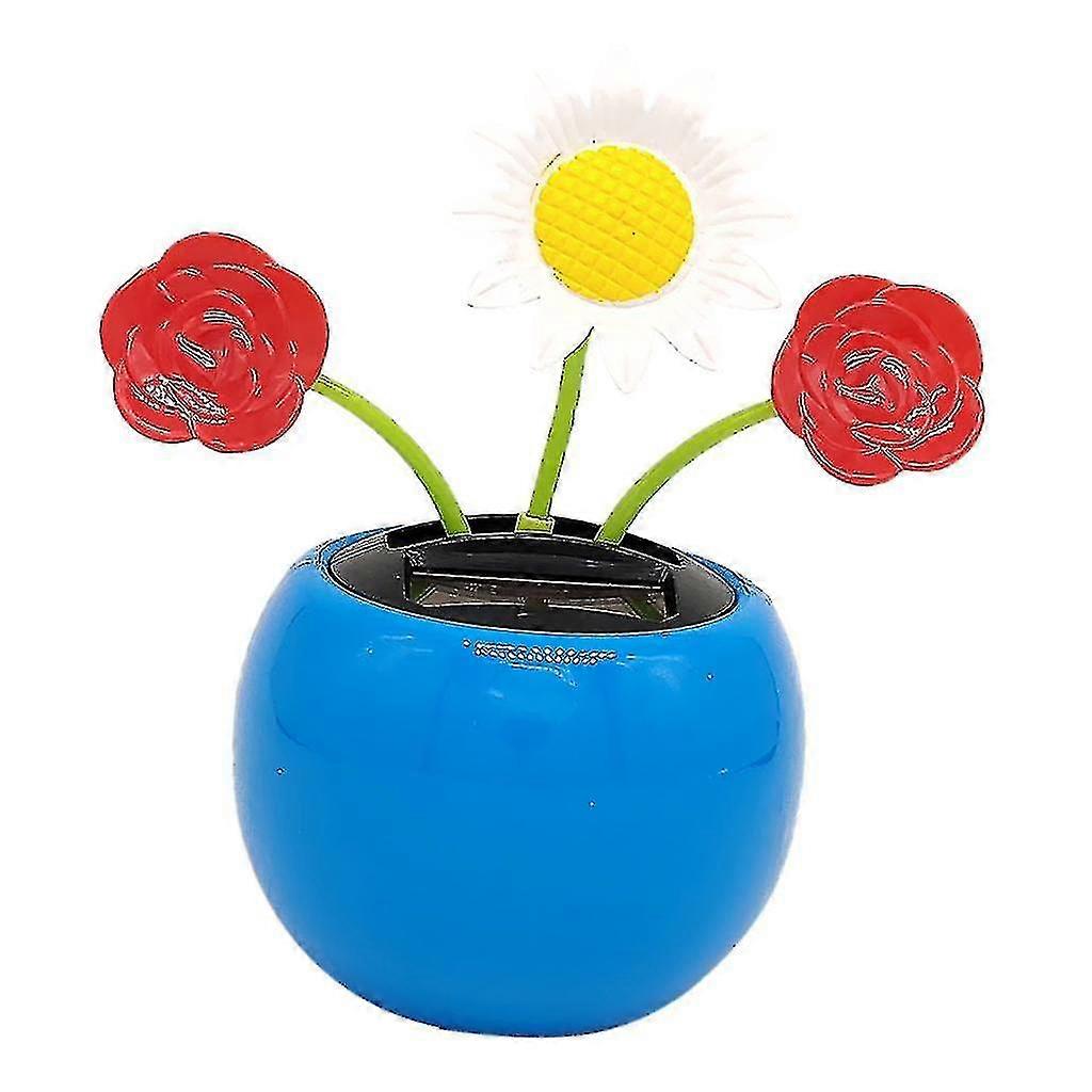 Solar Powered Sunflower Rose Toy Car Decor