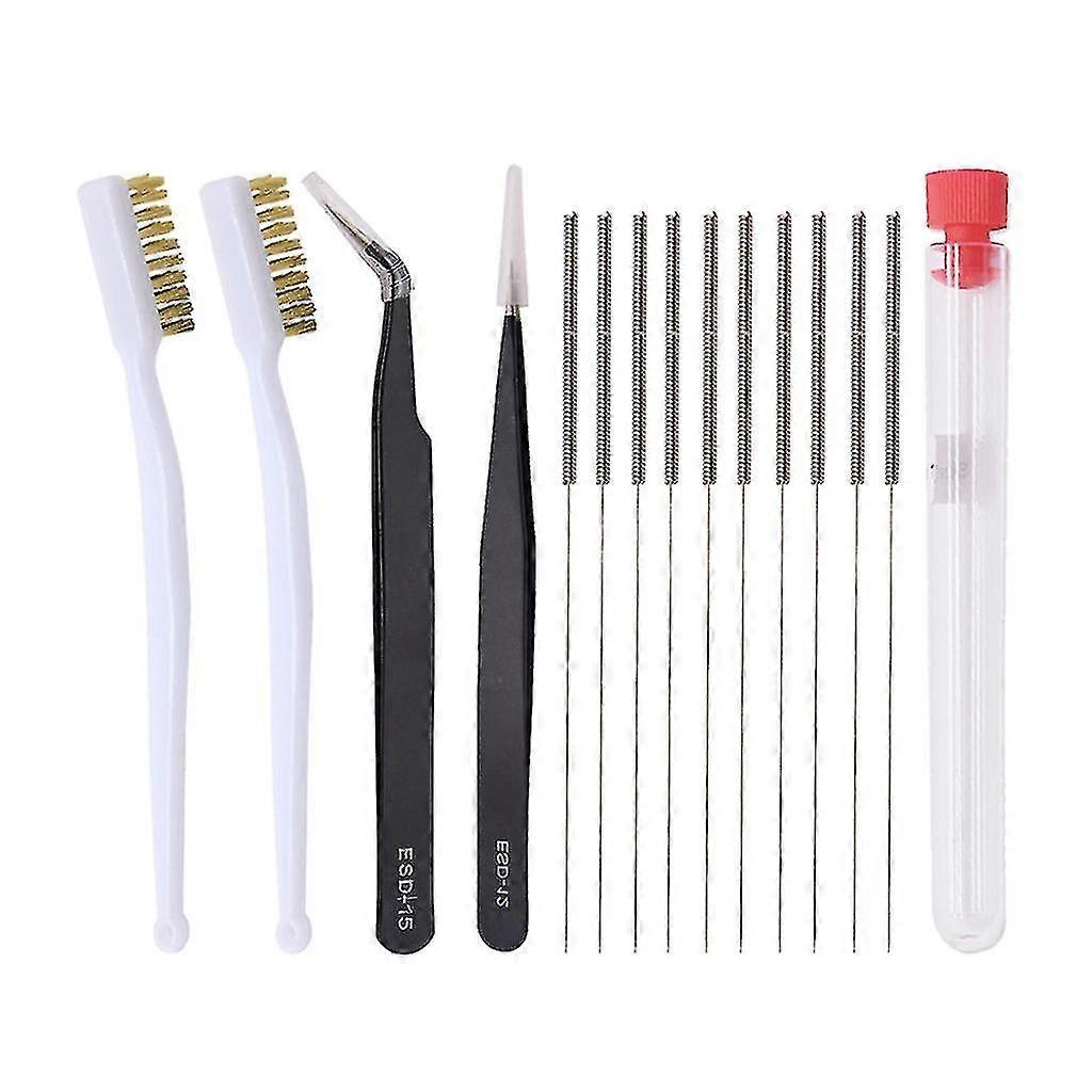 Printer Nozzle Cleaner 15 Pieces Set Cleaning Needles Brushes Tweezers Kit
