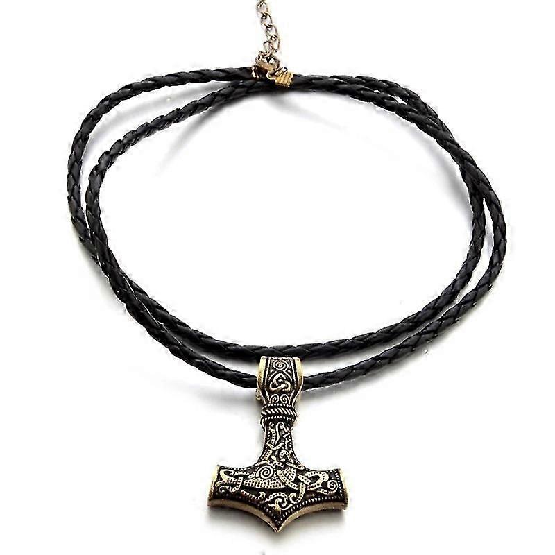Colier Retro Hammer Mjolnir pentru bărbați - Piele artificială