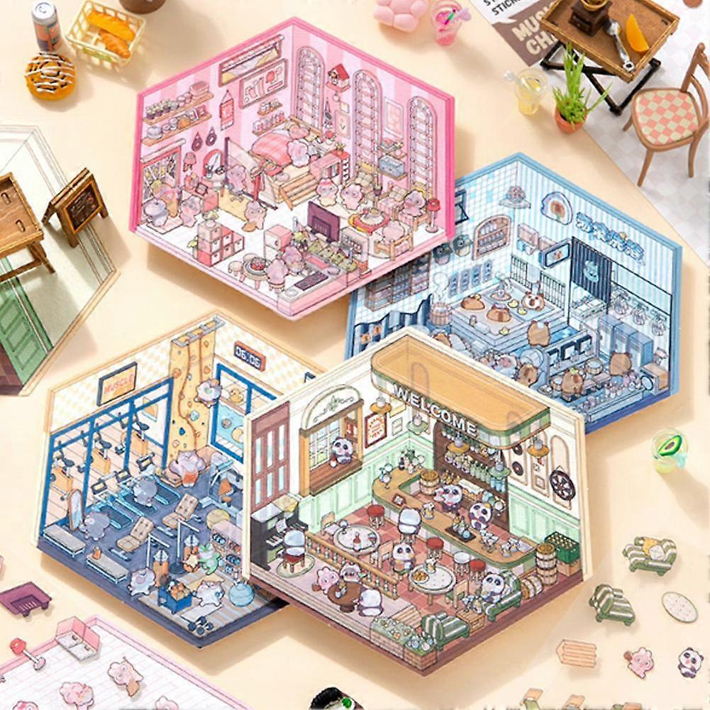 House Stickers Creative Miniature Scenes Visual 3D Stacking Collage Sticker