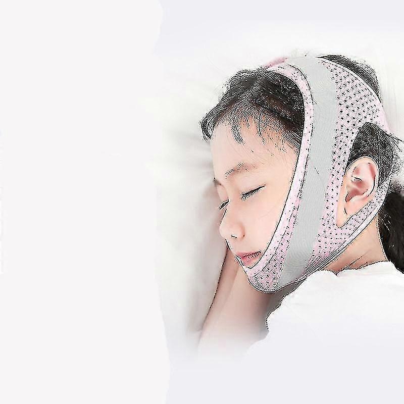 子供の睡眠の反開いた口V面包帯口呼吸矯正ベルト(ピンク)