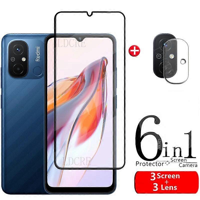 6-i-1 För Redmi 12C-glas För Xiaomi Redmi 12C Härdat Glas Heltäckande 9H HD Skärmskydd För Redmi 12 C 12C Linsglas