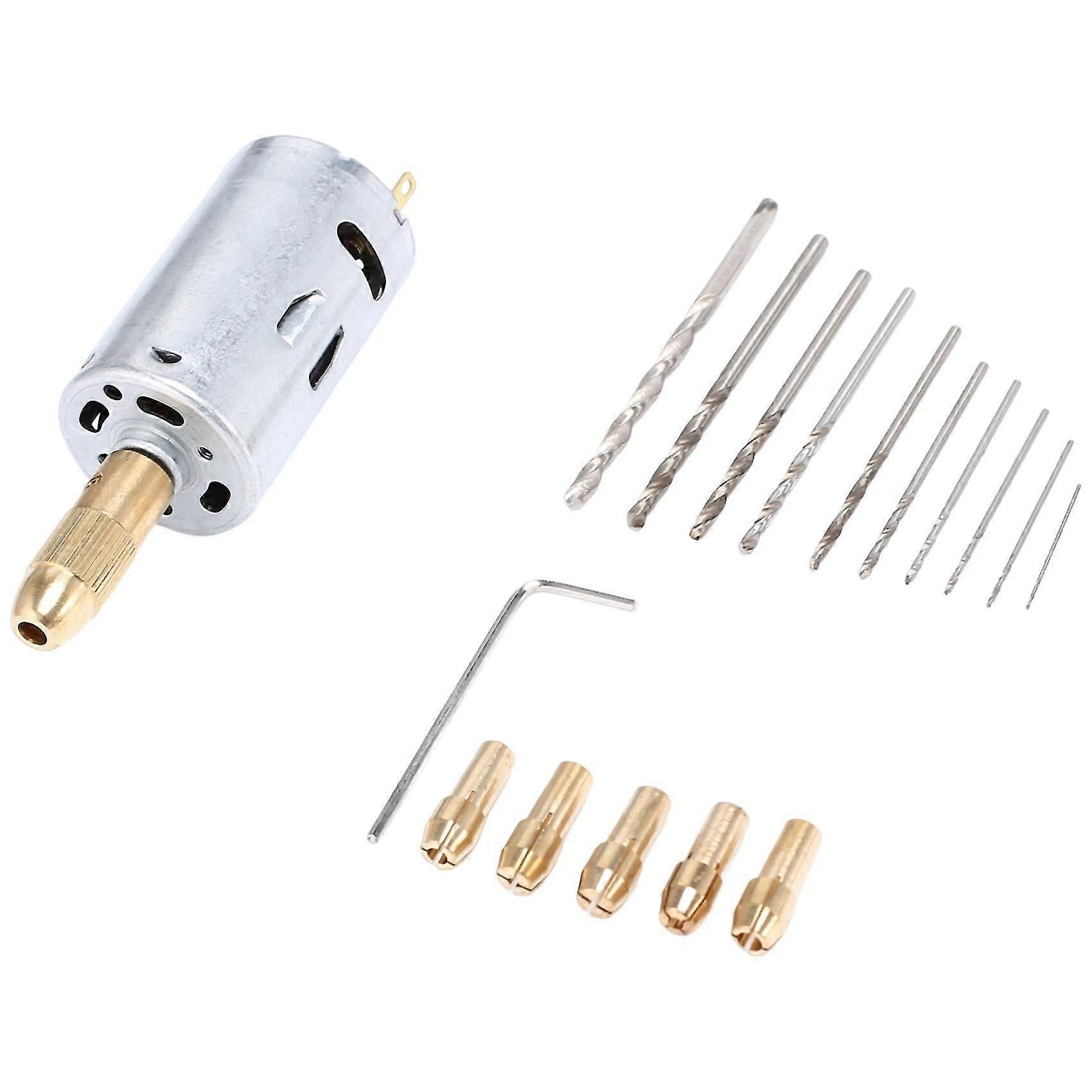 Mini Electric Hand Drill Bit Set Dc 12v Motor 0.5-3mm Hss Twist Drill Bit With 5pcs Chuck Collets F