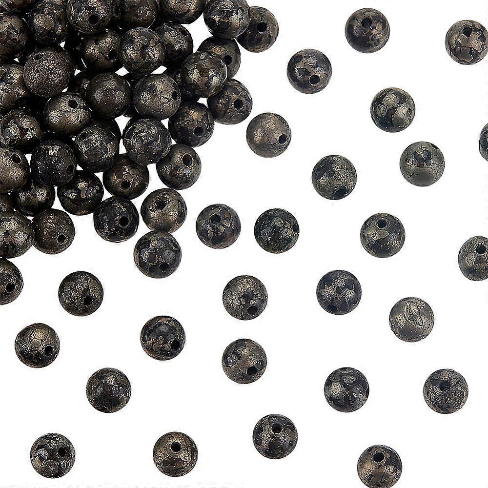 Natural Pyrite Beads Round 6mm Hole: 1mm 100pcs