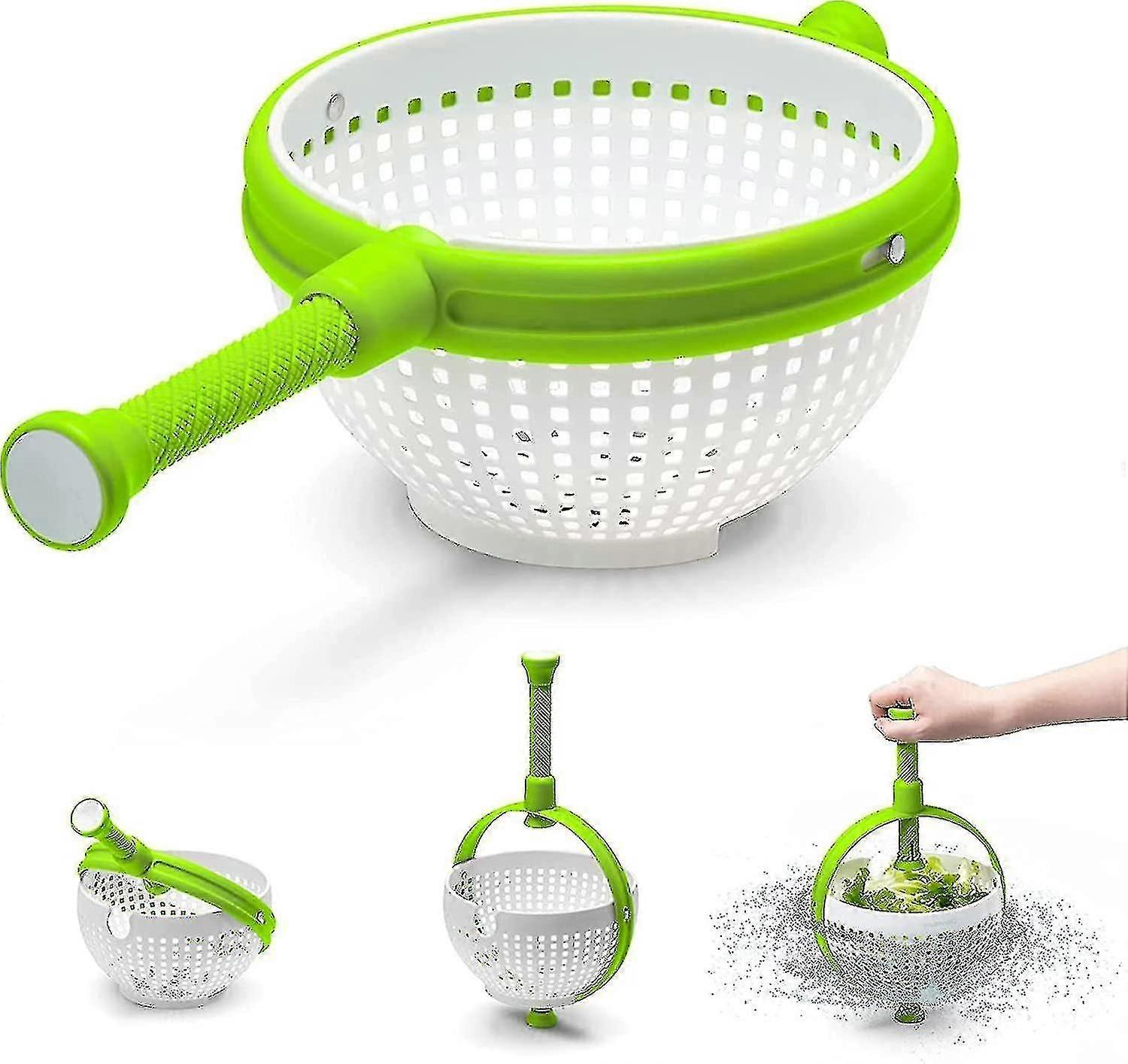 Salad Spinner Scratch Resistant Spinning Colander W/collapsible Hand Dryer