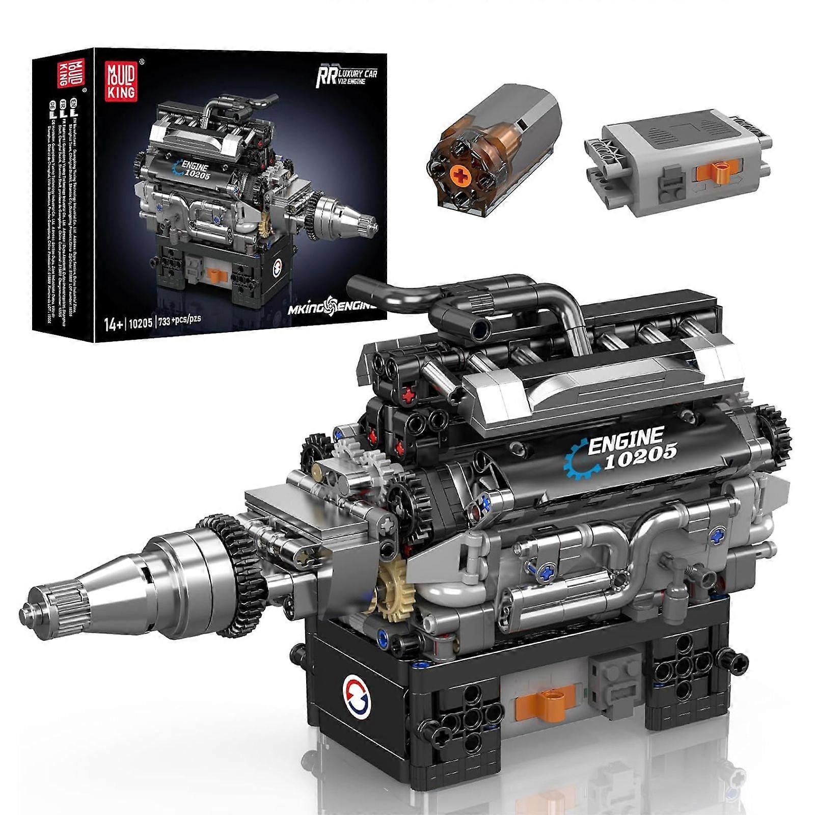 Mould King V12 Engine Building Blocks Sets, RR Luxury Car Engine Model kit That Run, STEM Model Engine, Physical Science Experiment Model, Best STEM T