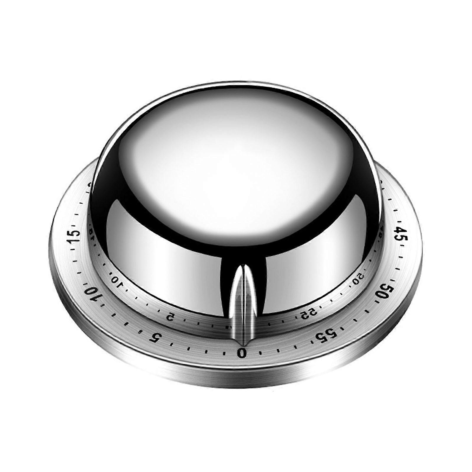 Magnetic Kitchen Timer Manual Countdown Alarm Clock Mechanical Chef Cooking Timer Shower Study Stopwatch No Batteries Silver