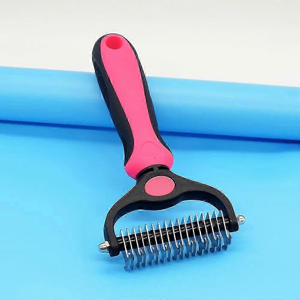 Pet Grooming Brush - Double Sided Shedding, Dematting Undercoat Rake ...