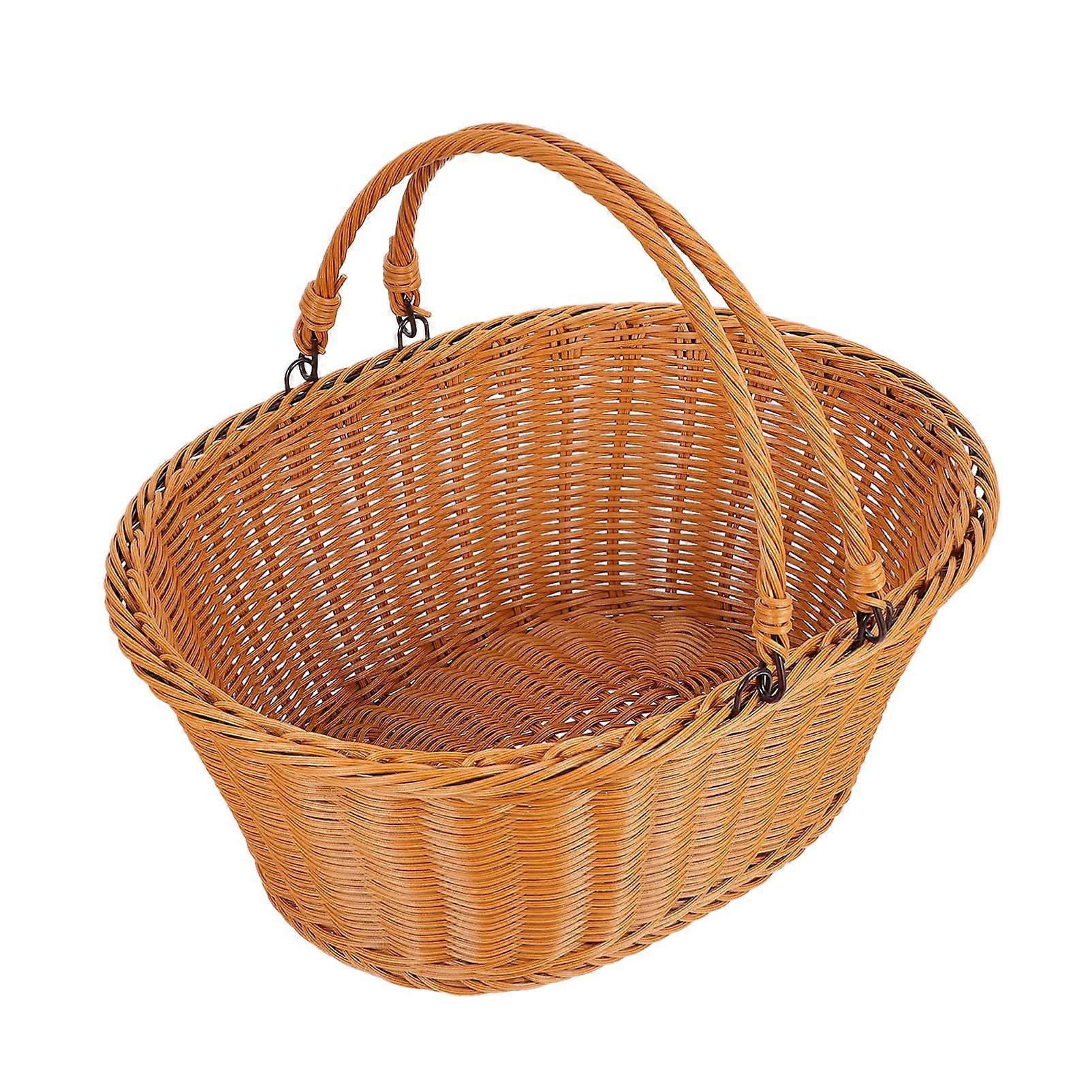 Rattan Picnic Basket - Willow Hamper for Easter, Flower Storage, Handmade, Large Size, Eco-Friendly Material