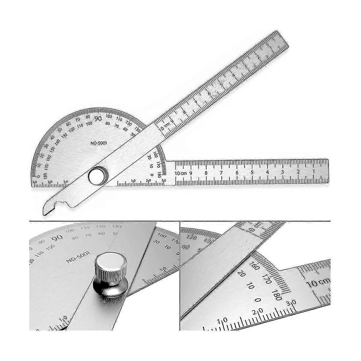 0-180 Degrees Two Arm Protractor, Adjustable Angle Protractor Woodworking Ruler Angle Measure Tool(