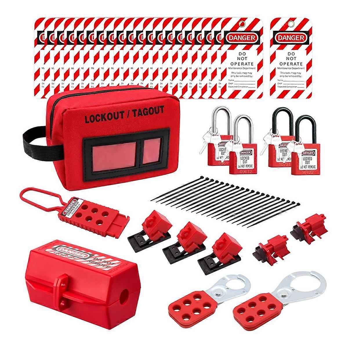 Lockout Tagout Kit Lockout Hasps,Safety Padlocks,Plug Lockout, Clamp on and Universal Multipole Circuit Breaker Lockouts