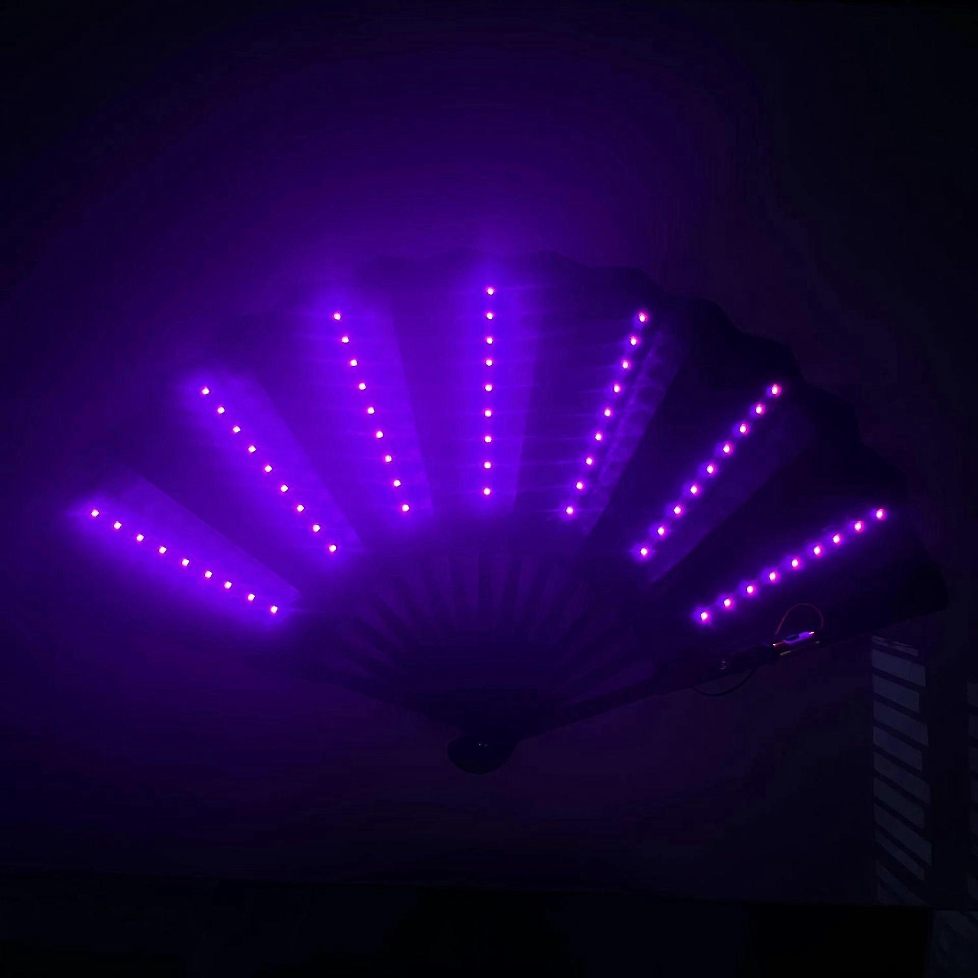 LED Folding Party Fan with Light Dance Rave Festival Props Halloween Christmas Color Changing in the Dark Supplies