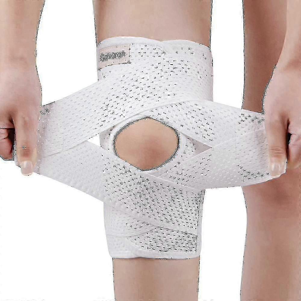 Knee joint support, with mesh - breathable material, support spring bar, patella sponge pad and V cross - strap for enhanced comfort and support