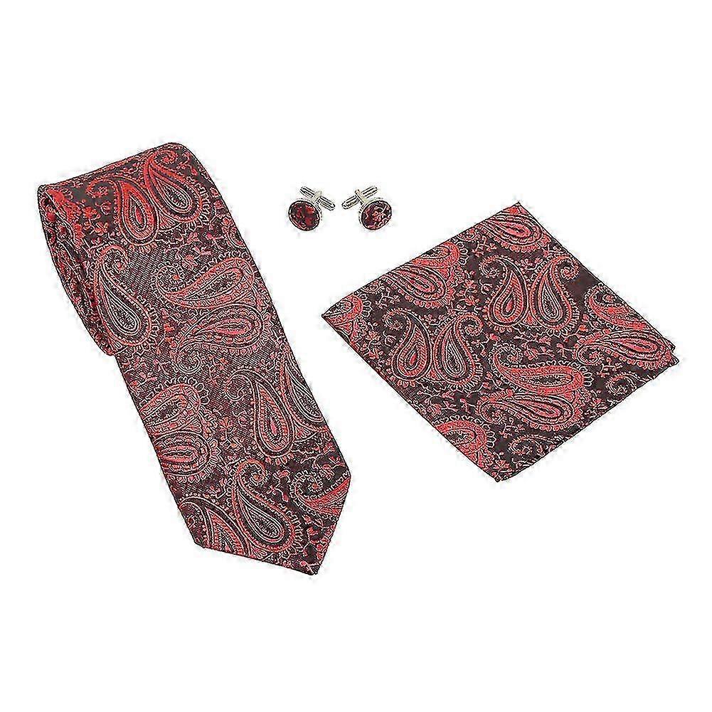 Classic 7 cm Men's Jaquard Tie Set with Handkerchief & Cufflinks for Formal Events