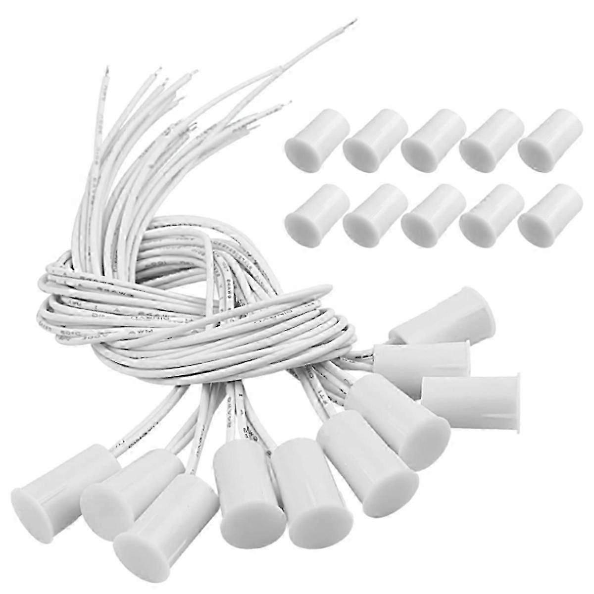 Interruptor de porta magnético RC-33 NC Sensor de segurança embutido com fio para janela e alarme branco (10 conjuntos)
