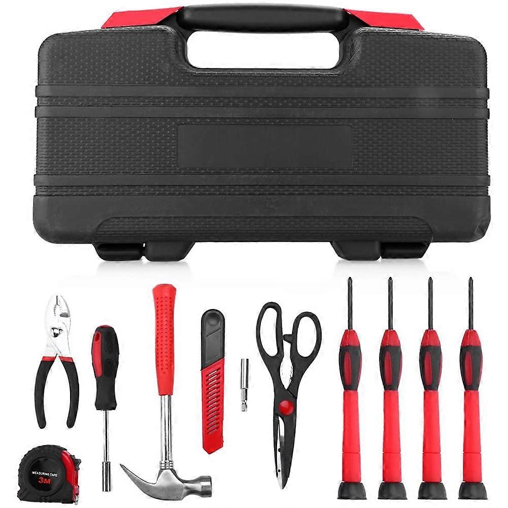 38pcs DIY Household Hand Tools Set Kit Box Hammer Pliers Scissors