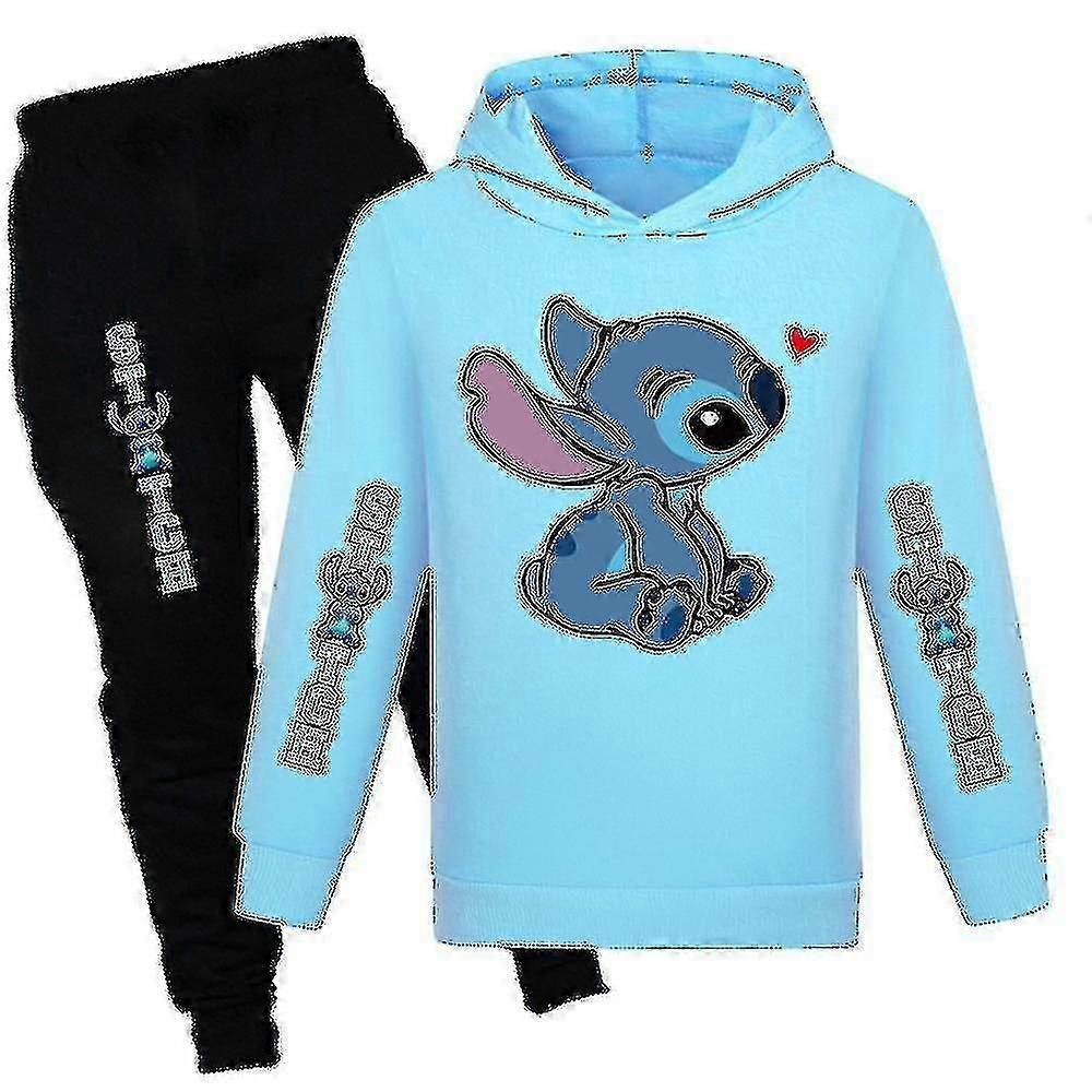 Conjunto de Treino para Crianças Lilo Stitch com Capuz Calças Roupas Esportivas Para As 7-14-Yogu szfh