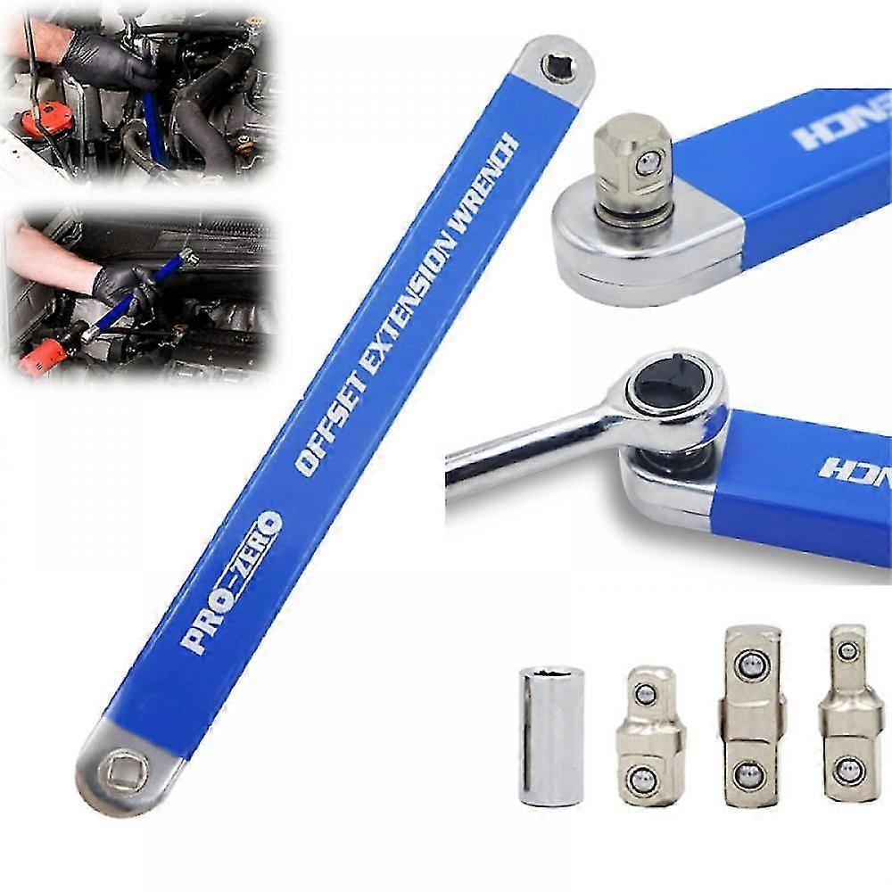 Offset Extension Wrench Set Ratchet Spanner Wrench Extender with Adapter -GSL