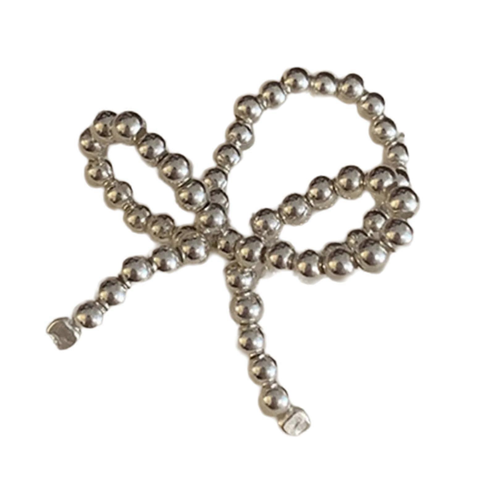 Elegant Elastic Beaded Rings Butterfly Finger Rings Adjustable Bowknot Rings Stylish Accessory for Parties and Dates