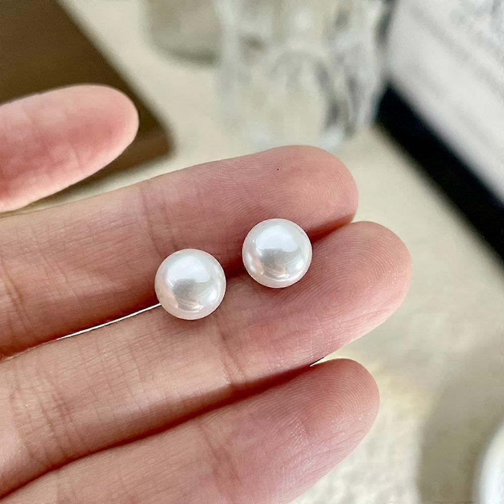 Künstliche Perlenohrringe Damen Volle Flache Perlen Weiß Licht Puder Licht Temperament Ohrschmuck