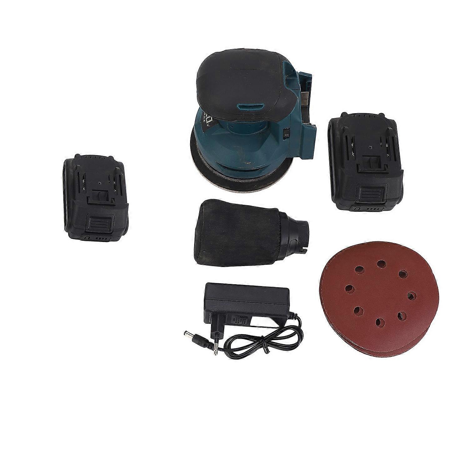 Electric Hand Sander 20V Blue Color Brush Dust Proof Switch Round Shape Cordless Orbital Sander