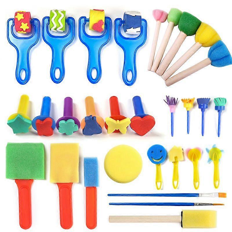 30PCS Sponge Seal Stamper Brush Paint DIY Art Children Multicolor At Random Pattern_Special Gift